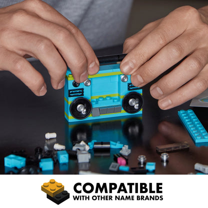 MTV Retro Builds: Blue Boom Box Brick Building Kit (96-Piece Set), Nostalgic Home Décor Display, Creative Building Toy, Unique Collectible Gift Idea for Men or Women