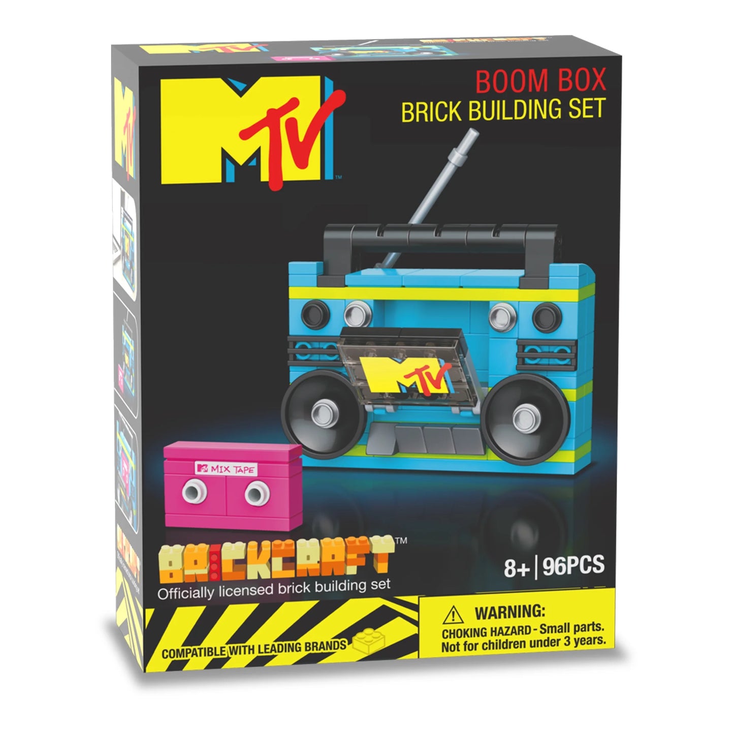 MTV Retro Builds: Blue Boom Box Brick Building Kit (96-Piece Set), Nostalgic Home Décor Display, Creative Building Toy, Unique Collectible Gift Idea for Men or Women