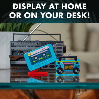 MTV Retro Builds: Blue Boom Box Brick Building Kit (96-Piece Set), Nostalgic Home Décor Display, Creative Building Toy, Unique Collectible Gift Idea for Men or Women